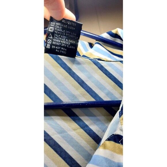 3XL Striped Button Down Shirt White Blue Gold, Fubu x Sean John, Embroidered - Picture 4 of 14